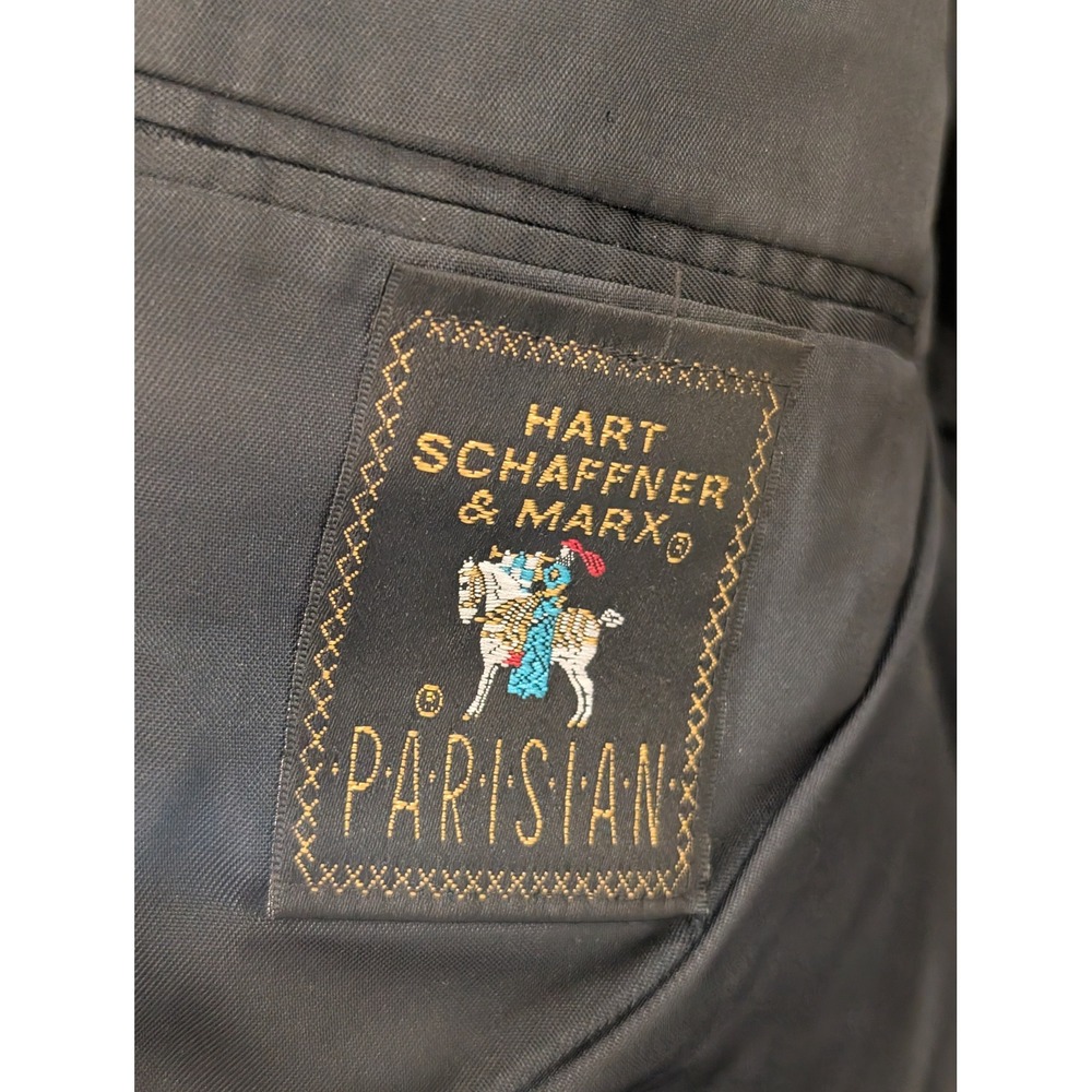 Hart Schaffner Marx Parisian Men's Blue Worsted Wool Two Piece Suit 51L - Picture 3 of 8